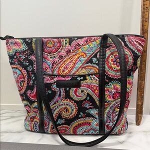 Vera Bradley Black Multi Parisian Paisley Quilted Tote